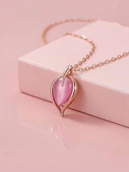 Zavya - Pink Drop Rose Gold Plated 925 Sterling Silver Necklace