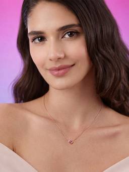 Zavya - Pink Heart Rose Gold Plated 925 Sterling Silver Necklace