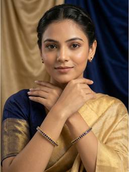 Opal Touch - Gold Plated Stone Studded Geometric Bangles (Pack Of 2)