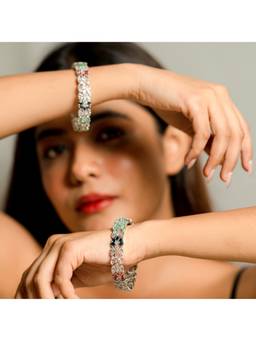 Opal Touch - Radiant Navratan Rhodium Bangles