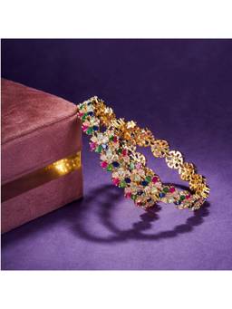 Opal Touch - Multi-coloured Gold Plated Bangles