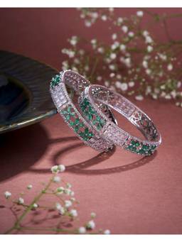 Opal Touch - Crimson Flower Rhodium Bangles
