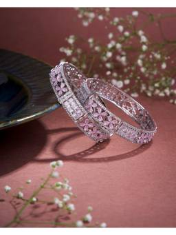 Opal Touch - Crimson Flower Rhodium Bangles