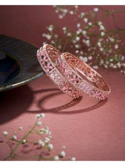 Opal Touch - Crimson Flower Rose Gold Bangles