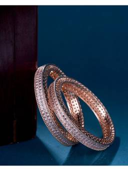 Opal Touch - American Diamond Round Rose Gold Bangles