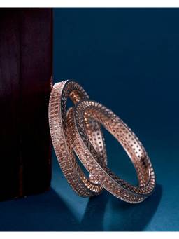 Opal Touch - American Diamond Round Rose Gold Bangles