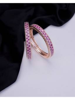 Opal Touch - American Diamond Round Rose Gold Bangles