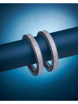 Opal Touch - American Diamond Round Rhodium Bangles