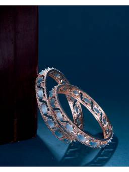 Opal Touch - Stylish Zig Zag Oval Rose Gold Bangles
