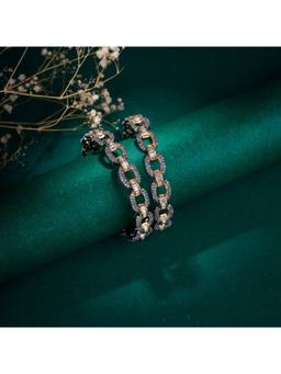 Opal Touch - Black Plated Oval Loop Bangles
