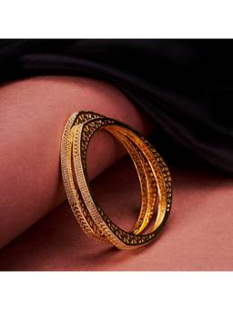 Opal Touch - Traditional Triangular Gold Plated Bangles (Pack Of 2)