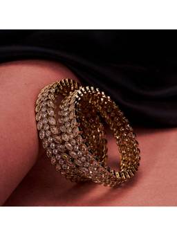 Opal Touch - Circular Leaflet Mehendi Plated Bangles (Pack Of 2)