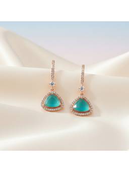 Opal Touch - Triangle Rose Gold Hook Back Earrings