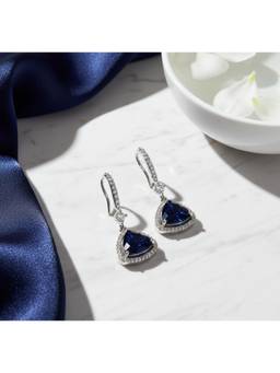 Opal Touch - Triangle Rhodium Hook Back Earrings