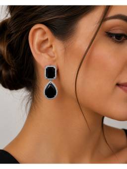 Opal Touch - Glamorous American Diamond Rhodium Plated Earrings