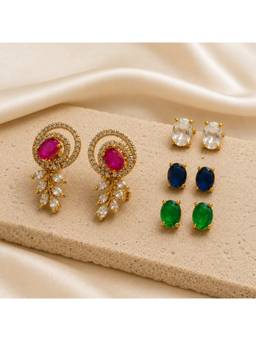 Opal Touch - Gold Plated Changeable Stud Earrings (Pack Of 5)