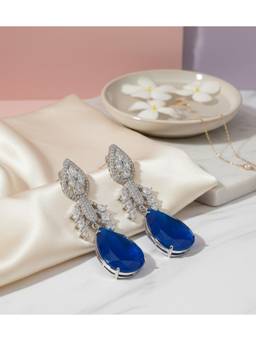 Opal Touch - Statement Cz Detailing with Teardrop Stone Drop Earrings