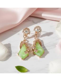 Opal Touch - Gold Plated Geometric Leaf and Kite Shape Drop Earrings