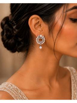 Opal Touch - Rhodium Plated Pearl Drop Earrings