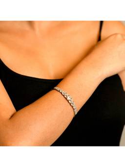 Opal Touch - Rhodium Plated Marquise Floral Tennis Pattern Bracelet