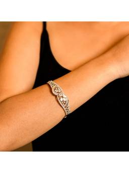 Opal Touch - Rhodium Plated Floral Infinity Tennis Pattern Bracelet