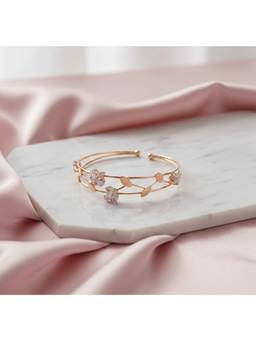 Opal Touch - Rose Gold Plated Floral Vine Open Cuff Pattern Bracelet