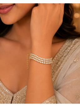 Opal Touch - Gold and Silver Plated Multi-Row Cubic Zirconia Tennis Pattern Bracelet