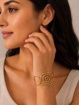 Opal Touch - Gold Plated Geometric Spiral Cuff