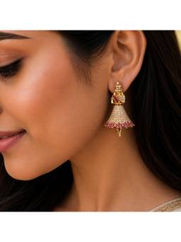 Opal Touch - Gold Plated Buttabomma Jhumka