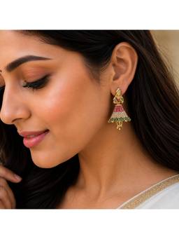 Opal Touch - Gold Plated Buttabomma Jhumka
