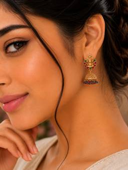 Opal Touch - Lakshmi Style Matte Plated Jhumka
