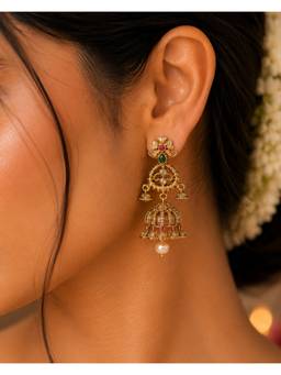 Opal Touch - Padma Baali Matte black Plated Jhumka
