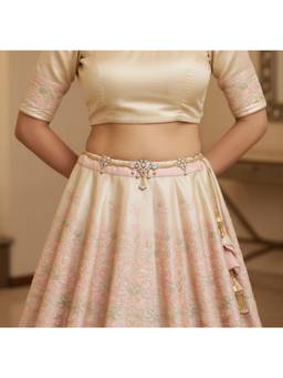 Opal Touch - Two Tone Gold And Silver Plated Kundan Stone Studded Floral Hip Belt
