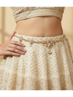 Opal Touch - Two Tone Gold And Silver Plated Kundan Stone Floral Hip Belt