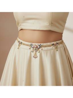 Opal Touch - Two Tone Gold And Silver Plated Multicolour Stone Floral Hip Belt