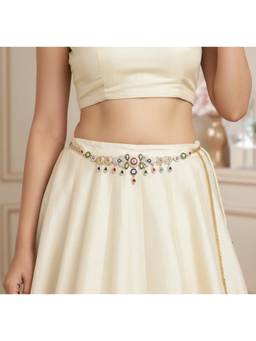 Opal Touch - Two Tone Gold And Silver Plated Temple Design Hip Belt