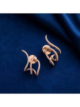 Opal Touch - Rose Gold Plated Twisted American Diamond Stud Earrings