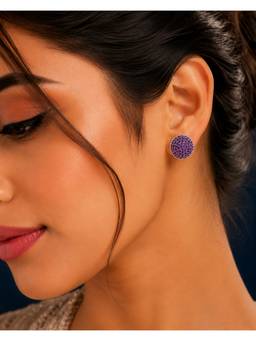 Opal Touch - Rhodium Plated Round American Diamond Stud Earrings