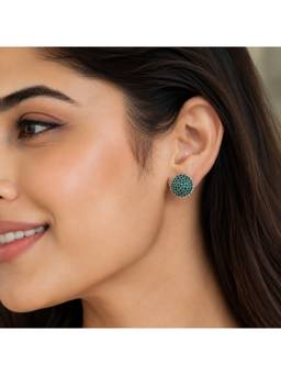 Opal Touch - Rhodium Plated Round American Diamond Stud Earrings