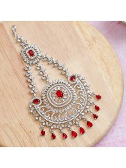 Opal Touch - Rhodium Plated Ruby Red American Diamond Bridal Passa