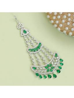 Opal Touch - Traditional Cz Crystal Green Stone Studded Bridal Passa