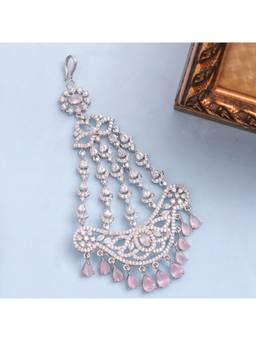 Opal Touch - Rhodium-Plated American Diamond Cascading Maang Tikka