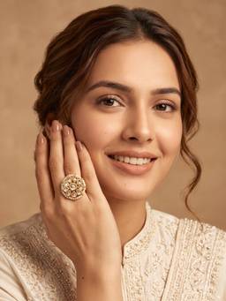 PAYA - Dilruba Saaz Heart Kundan Meenakari Ring