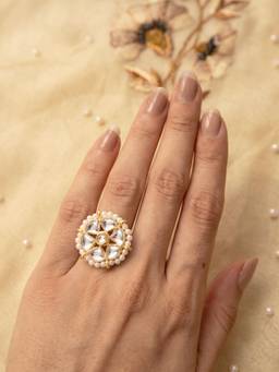 PAYA - Triraag Triangle Kundan Meenakari Ring