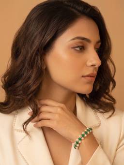 PAYA - Forest Sutra Green Stone And Pearl Bracelet