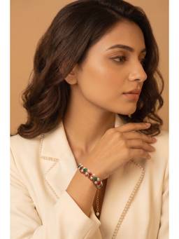 PAYA - Yugal Sutra Emerald-Marsala Stone And Pearl Bracelet