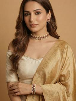 PAYA - Crimson Grid Kundan-Marsala Stone Choker Jewellery Set
