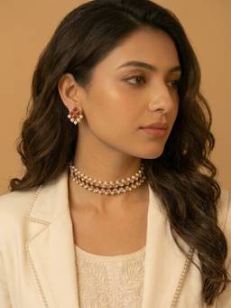 PAYA - Crimson Grid Kundan-Marsala Stone Choker Jewellery Set