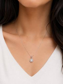MINOUS - 925 Silver Celeste Stone Halo Pendant