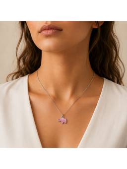 MINOUS - 925 Silver Pink Elephant Pendant